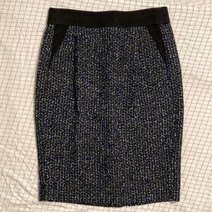 JCrew blue black white tweed pencil skirt with pockets- size 4